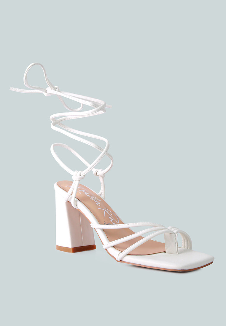Piri Toe Ring Tie Up Block Sandals - Glamourous Grace