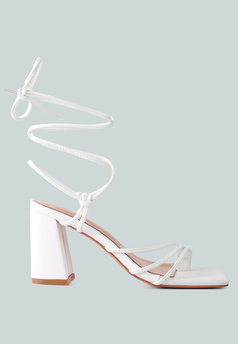 Piri Toe Ring Tie Up Block Sandals - Glamourous Grace