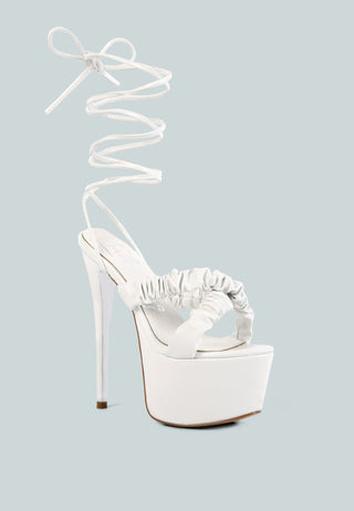 Pop Era Ruched Straps Tie Up Sandals - Glamourous Grace