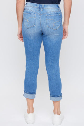 Women's Petite WannaBettaButt Mega Cuff Ankle Jeans