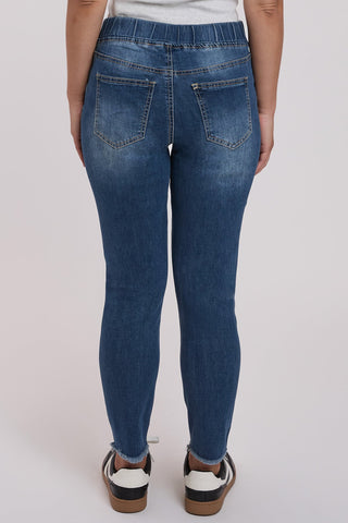 Women's Petite High Rise Denim Ankle Jogger