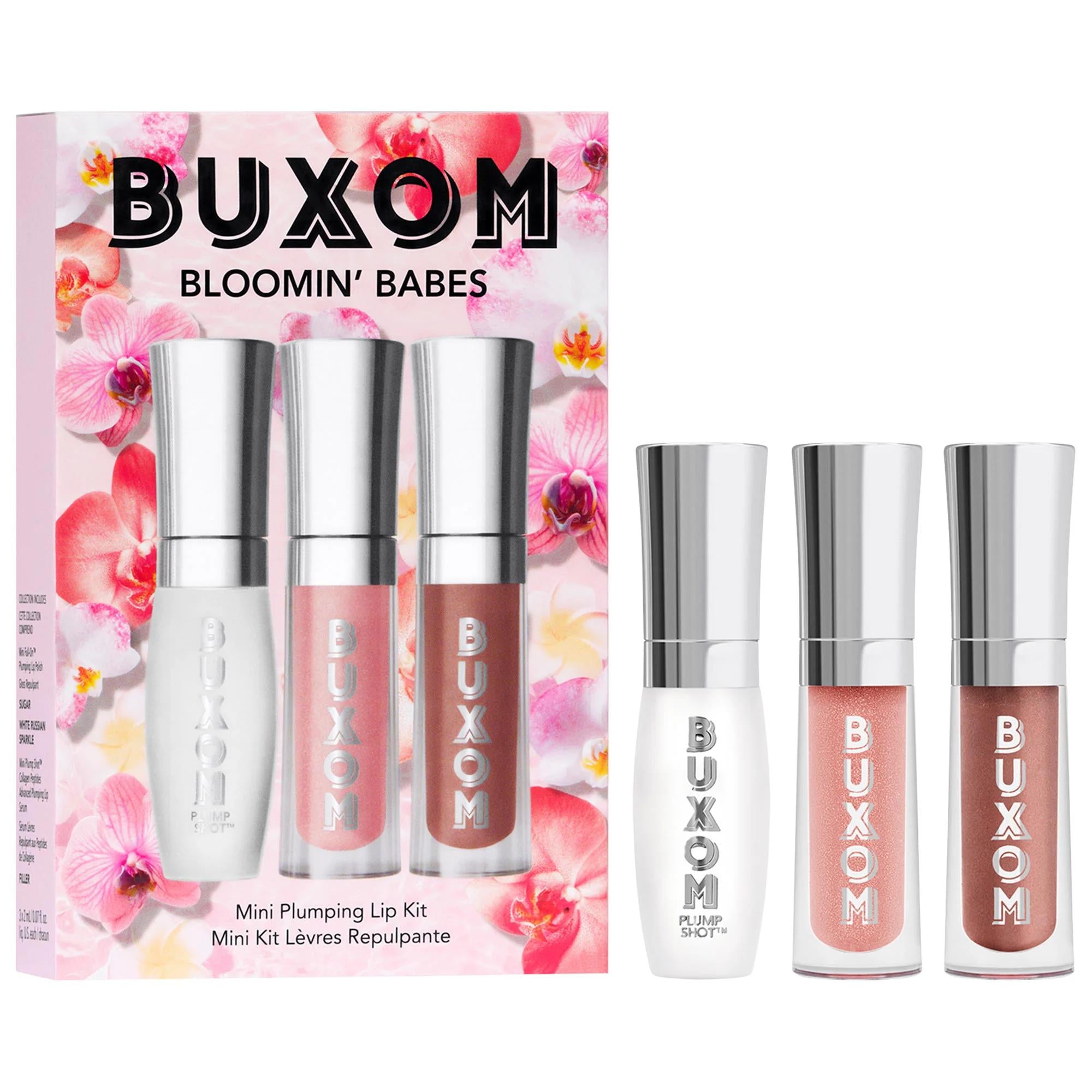 Mini Bloomin' Babes Plumping Lip Gloss Set - Limited-Edition Trio with Collagen Peptides & Cruelty-Free Beauty - Glamourous Grace