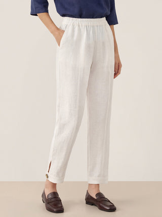 100% Linen Straight-Leg Pants with Elastic Waist PATRICE - Glamourous Grace