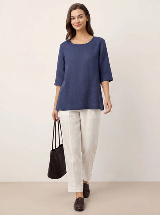 100% Linen Straight-Leg Pants with Elastic Waist PATRICE - Glamourous Grace