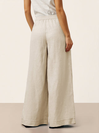 100% Linen Sculpted Pleat Elasticated Back Relaxed Pants VERIDIANA - Glamourous Grace
