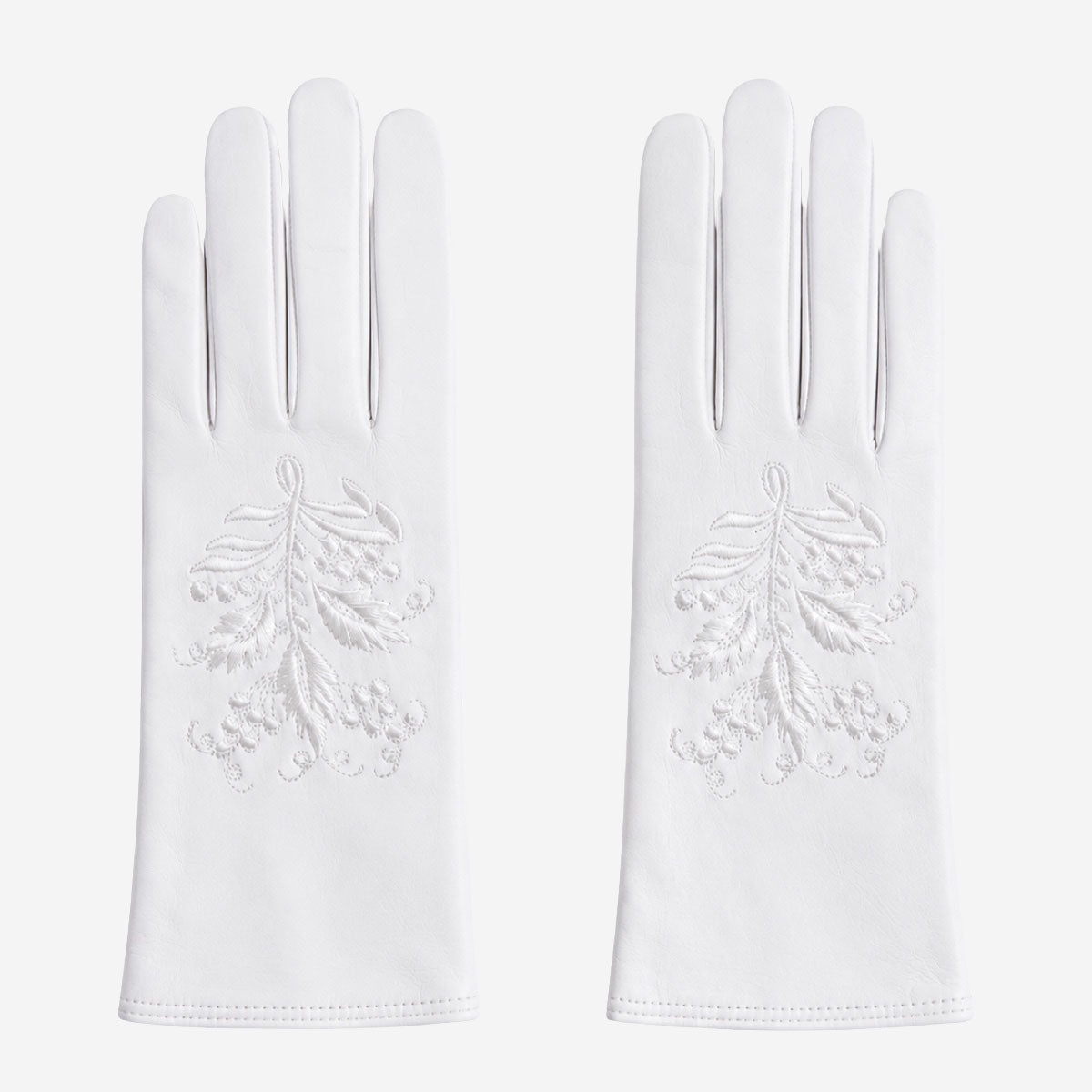 PZ01 (white) – Embroidered unlined Italian lambskin opera gloves - Glamourous Grace