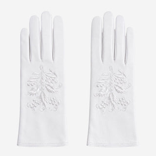 PZ01 (white) – Embroidered unlined Italian lambskin opera gloves - Glamourous Grace