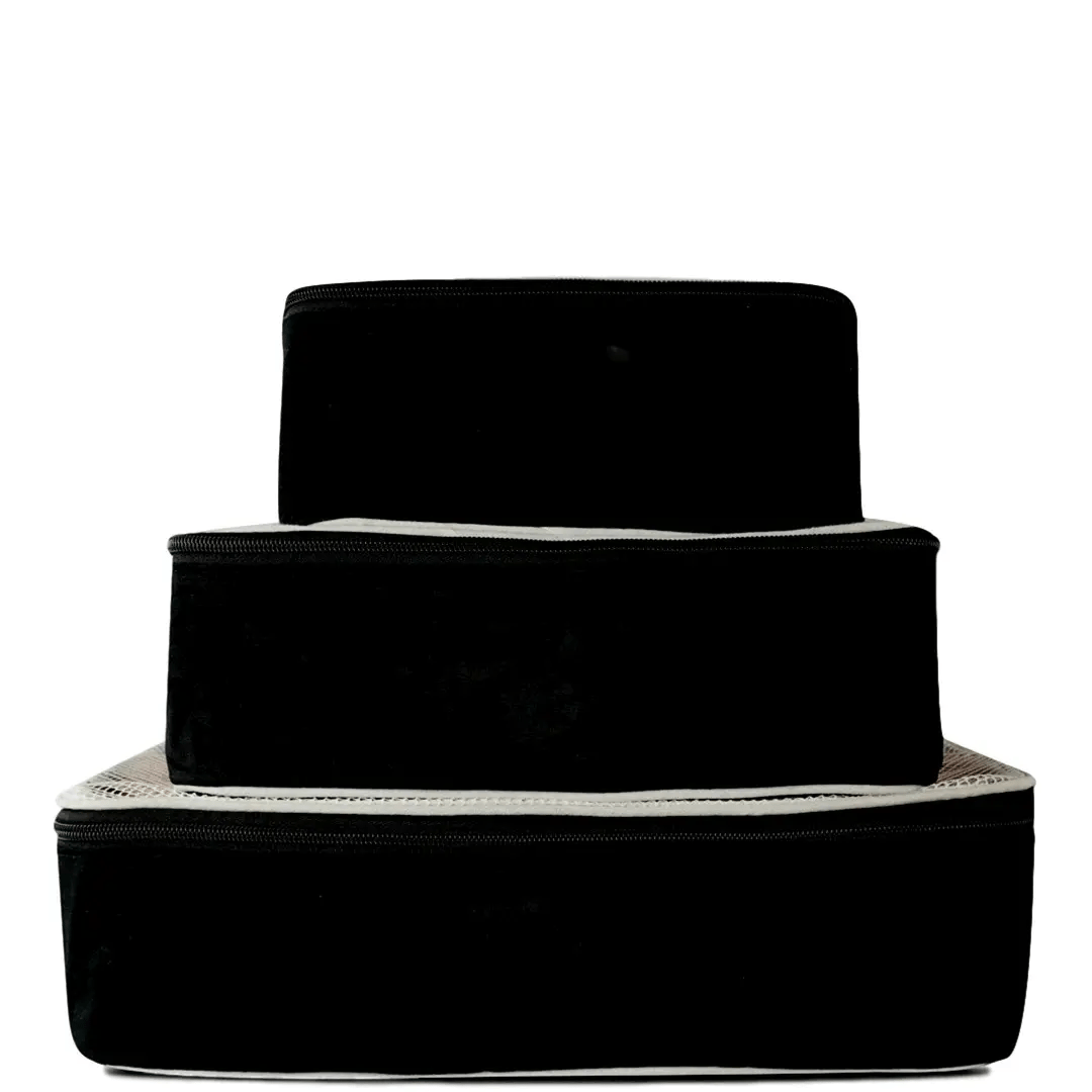 Personalized Packing Cubes, 3-pack – Black - Glamourous Grace