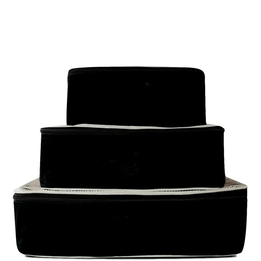 Personalized Packing Cubes, 3-pack – Black - Glamourous Grace