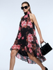Black with pink floral pattern