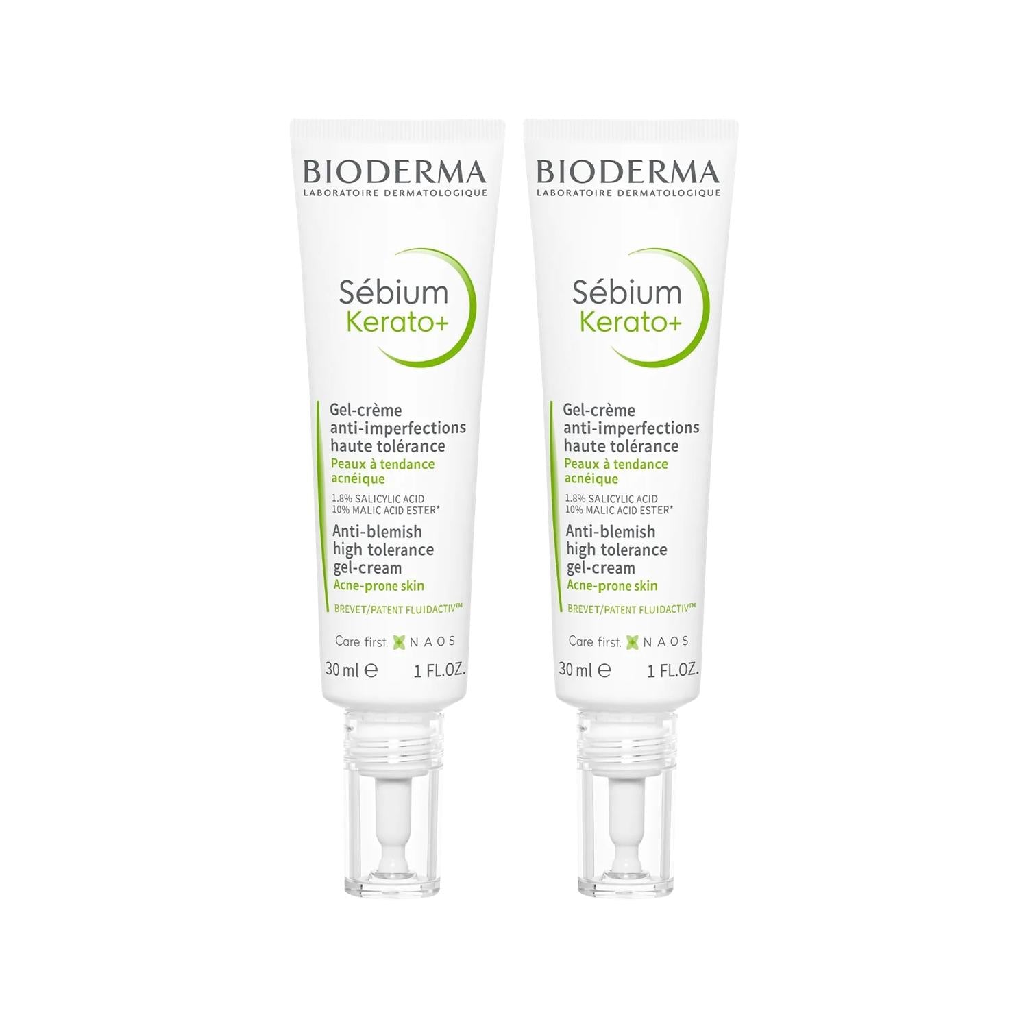 Bioderma Sebium Kerato+ Facial Moisturizer: Acne & Blemish Treatment Gel Cream, Oily Skin Hydration - 2 x 30ml - Glamourous Grace