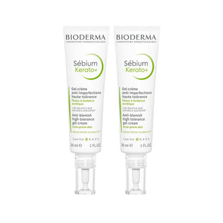 Bioderma Sebium Kerato+ Facial Moisturizer: Acne & Blemish Treatment Gel Cream, Oily Skin Hydration - 2 x 30ml - Glamourous Grace