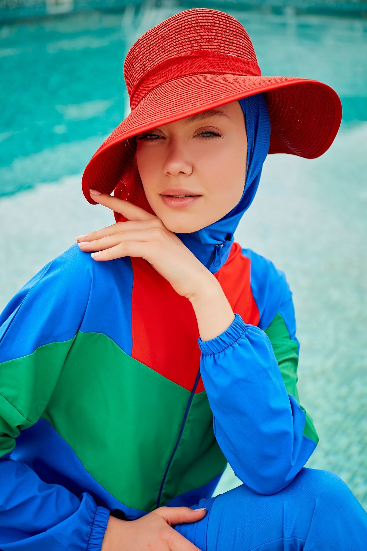Woven Sax Burkini Modest Swimwear M2306 - Glamourous Grace