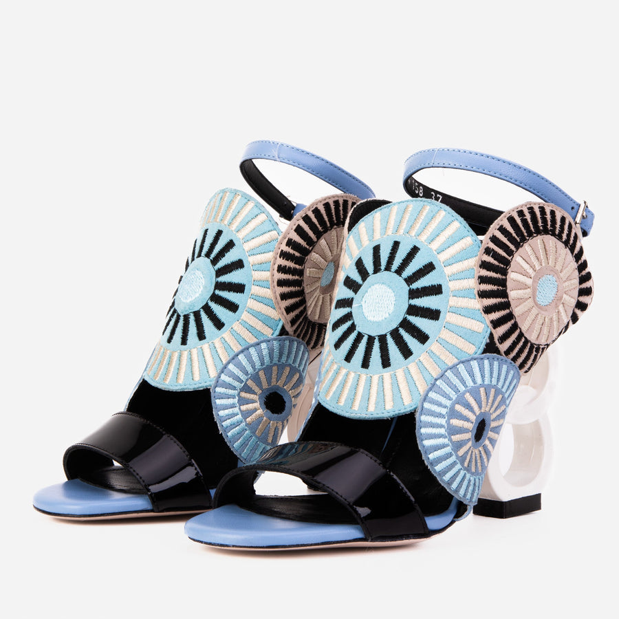 The Parama Blue Leather Ankle Strap Women Sandal - Glamourous Grace