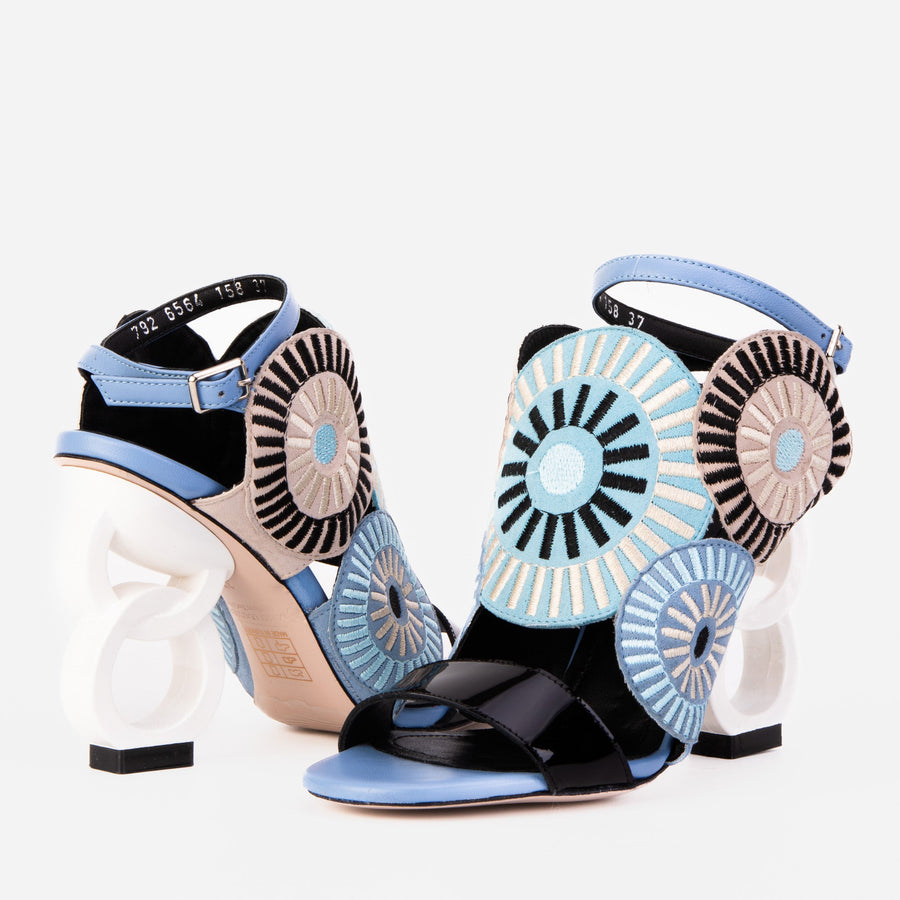 The Parama Blue Leather Ankle Strap Women Sandal - Glamourous Grace