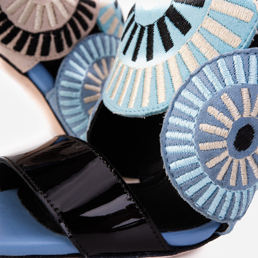 The Parama Blue Leather Ankle Strap Women Sandal - Glamourous Grace