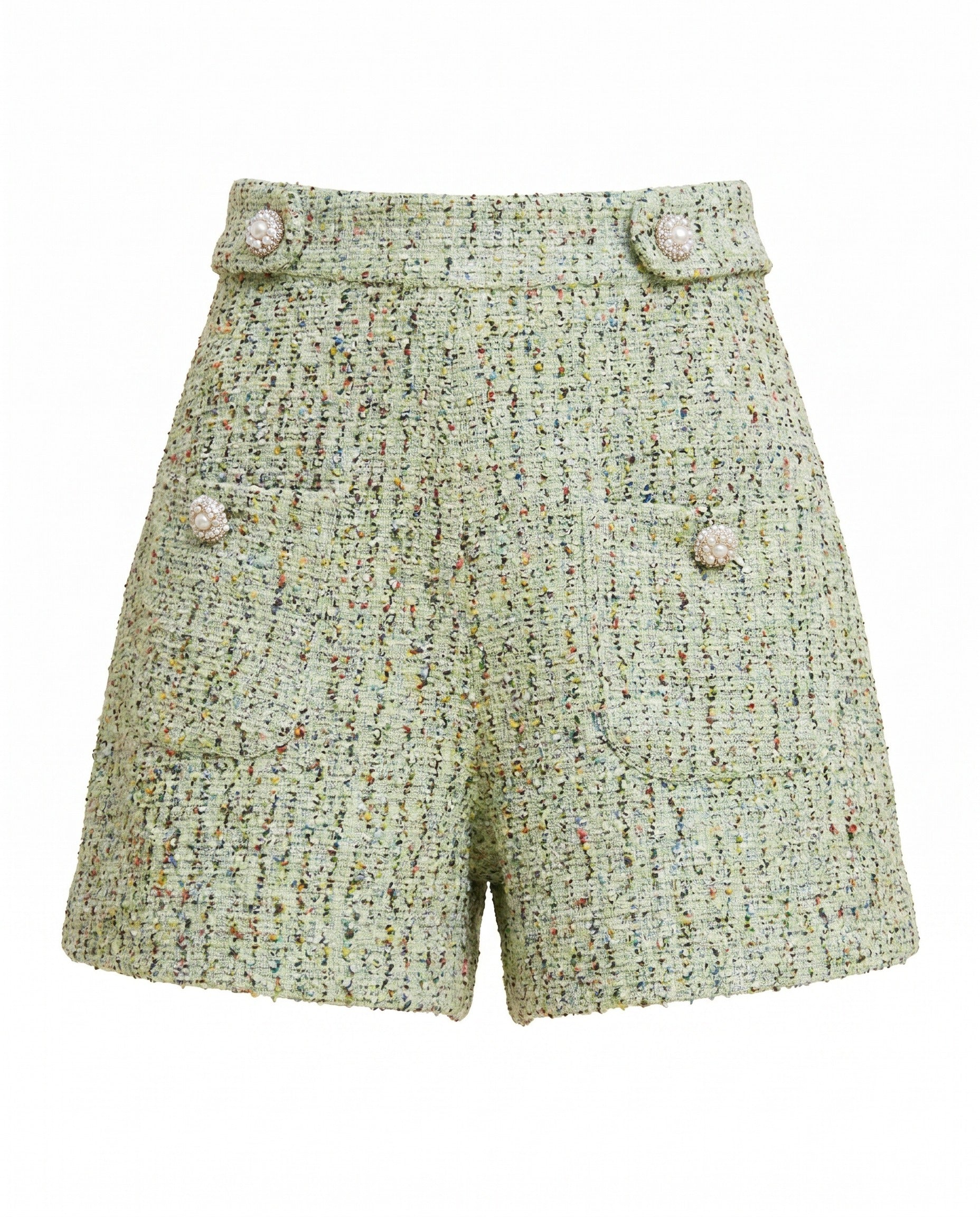 Crystal Tweed Short – Green (Final Sale) - Glamourous Grace