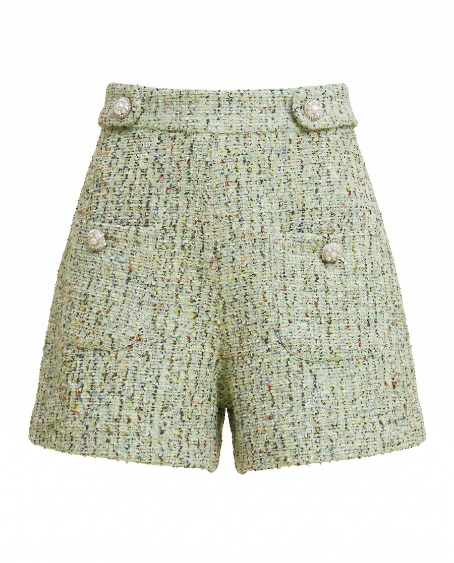 Crystal Tweed Short – Green (Final Sale) - Glamourous Grace