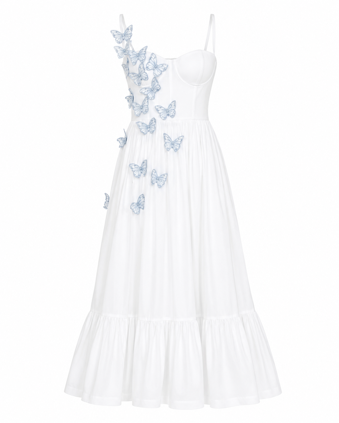 Flutter Poplin Butterfly Midi Dress – Off White (Final Sale) - Glamourous Grace
