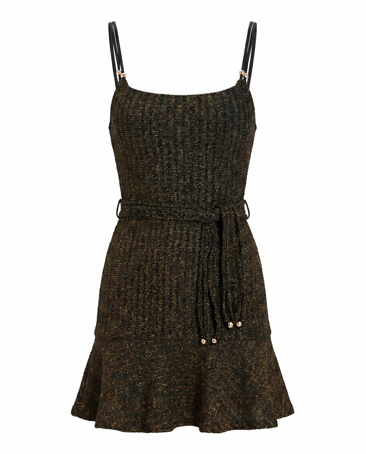 Metallic Knit Mini Dress – Black (Final Sale) - Glamourous Grace