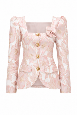 Petal Jacquard Jacket – Pink (Final Sale) - Glamourous Grace