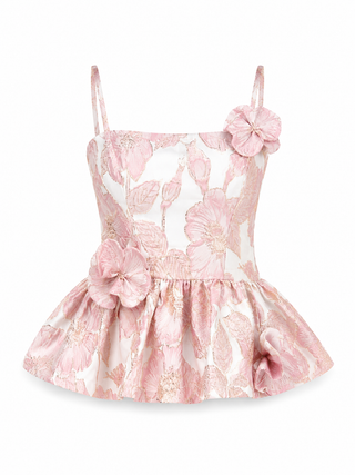 Petal Jacquard Top – Pink (Final Sale) - Glamourous Grace