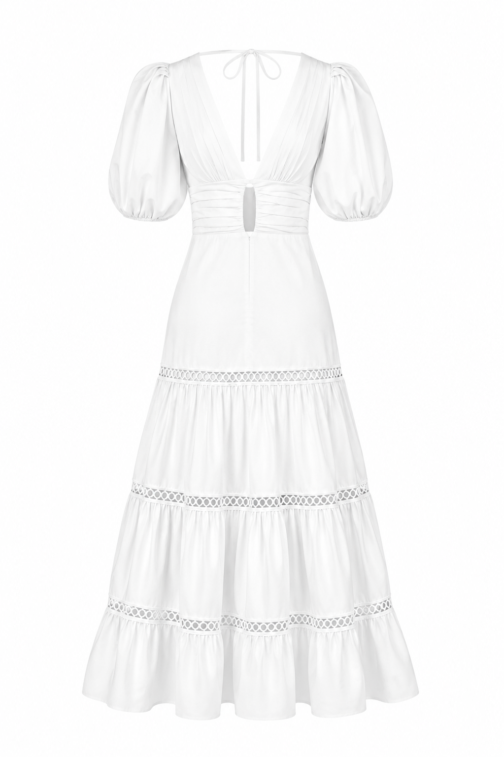 Plunge Sleeve Long Dress – White (Final Sale) - Glamourous Grace