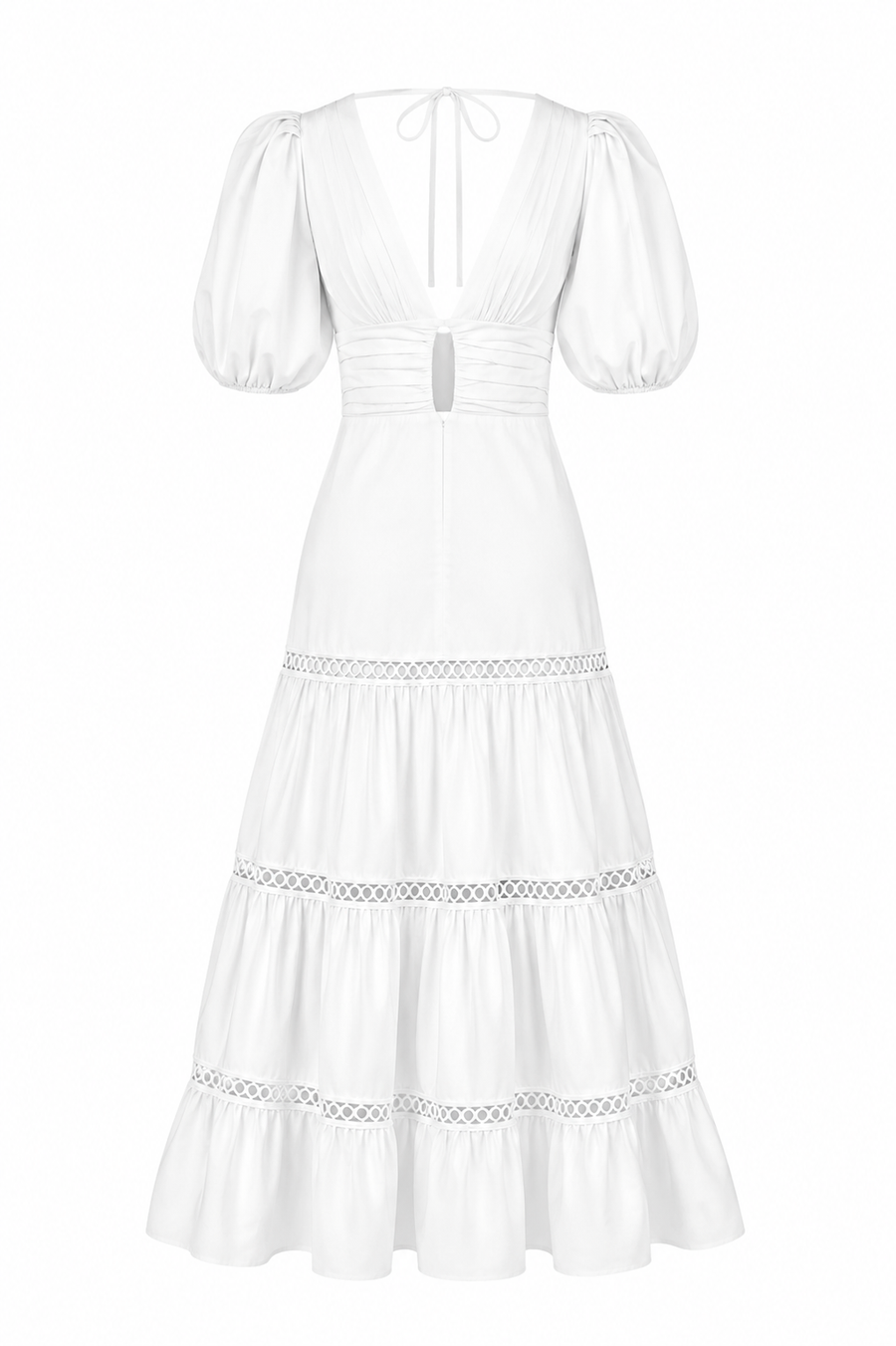 Plunge Sleeve Long Dress – White (Final Sale) - Glamourous Grace