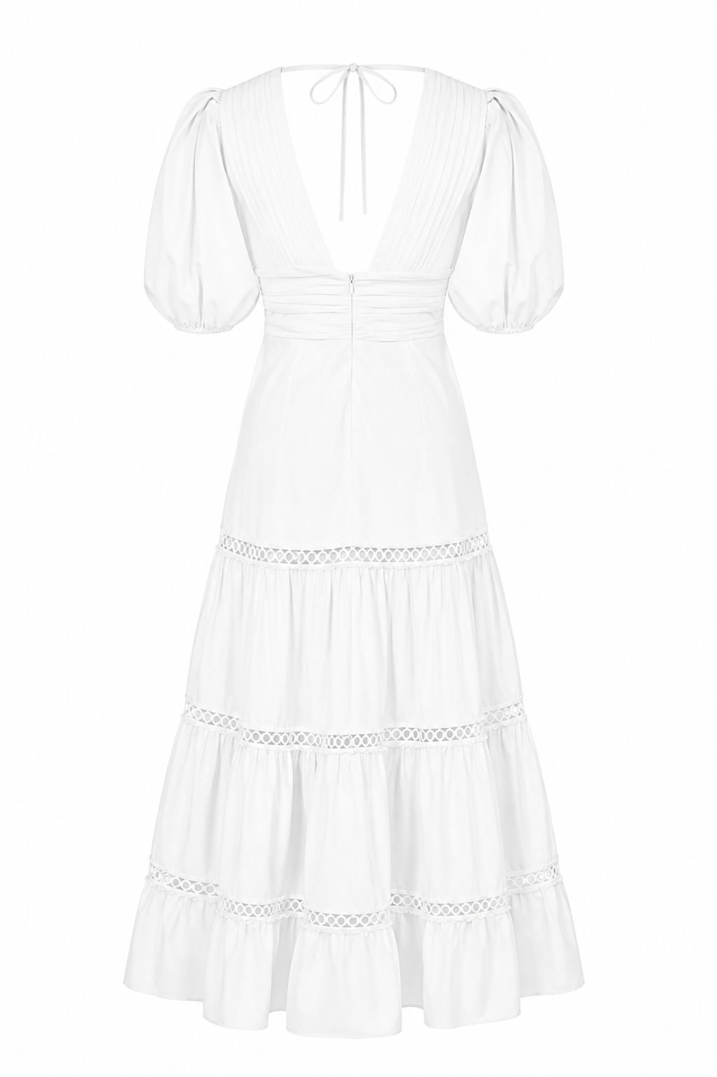 Plunge Sleeve Long Dress – White (Final Sale) - Glamourous Grace