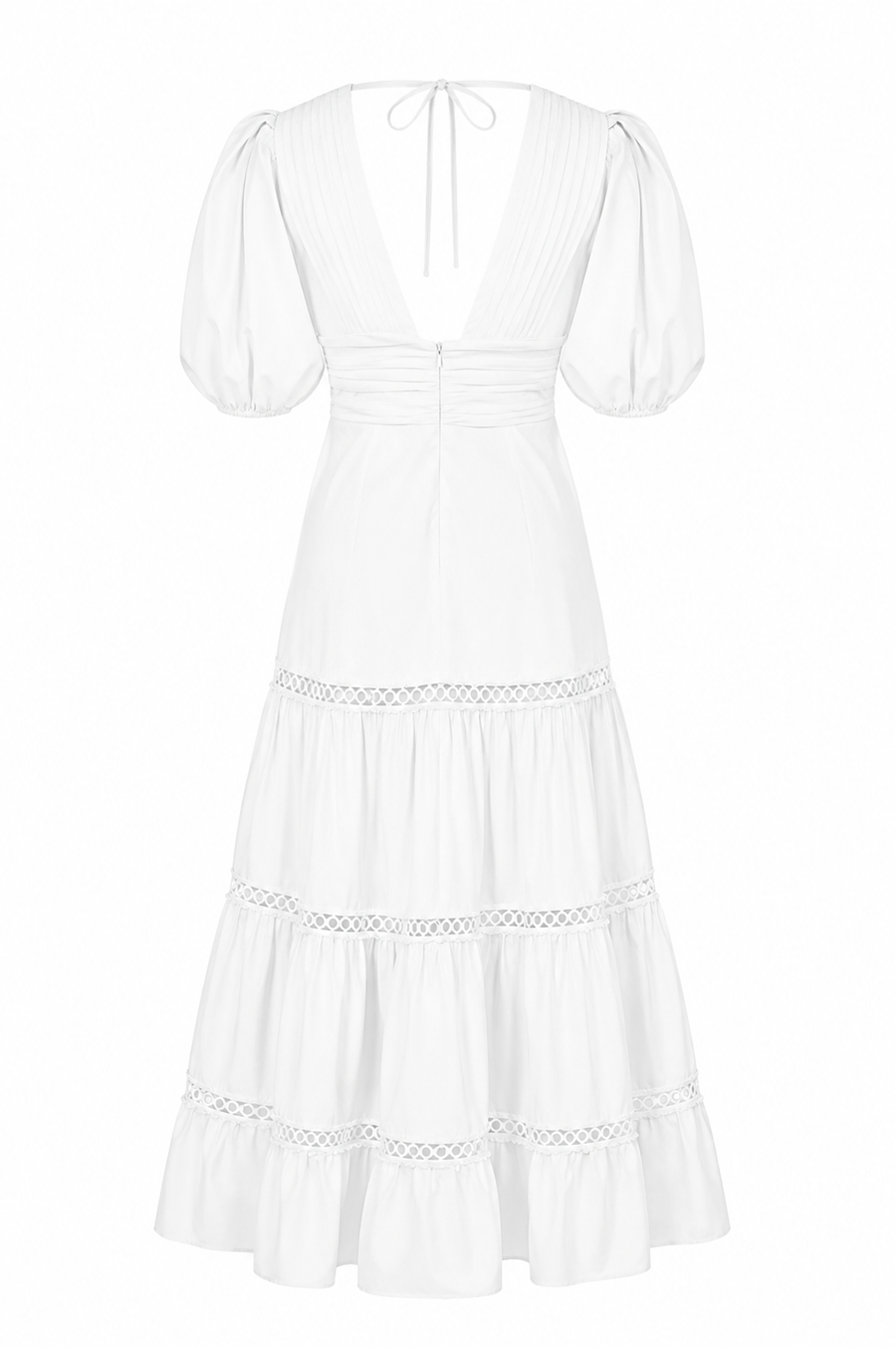 Plunge Sleeve Long Dress – White (Final Sale) - Glamourous Grace