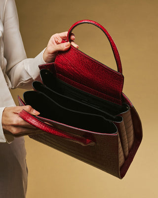 Patrizia (red) - Italian calf leather womens handbag (with shoulder strap) - Glamourous Grace