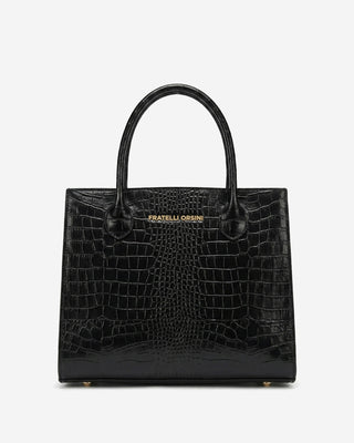 Patrizia (black) - Italian calf leather women's handbag (with shoulder strap) - Glamourous Grace