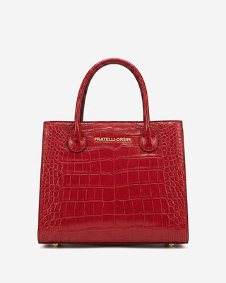 Patrizia (red) - Italian calf leather womens handbag (with shoulder strap) - Glamourous Grace