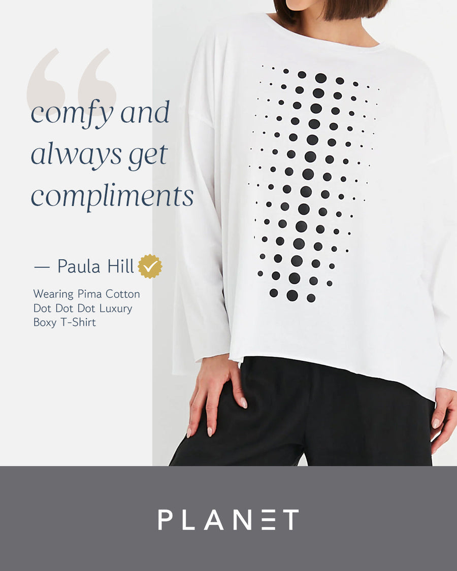Pima Cotton Dot Dot Dot Luxury Boxy T-Shirt - Stone/Titanium - Glamourous Grace