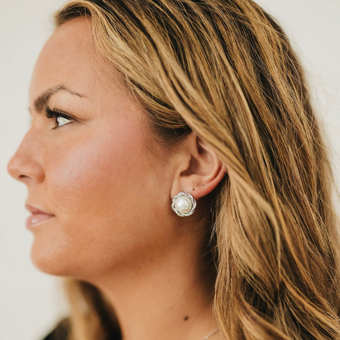 Pearl Button Earrings - WATERPROOF - Glamourous Grace