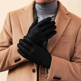 Antonio (black) – Luxurious Italian peccary leather gloves with cashmere lining - Glamourous Grace