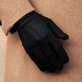 Antonio (black) – Luxurious Italian peccary leather gloves with cashmere lining - Glamourous Grace