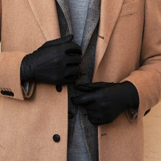 Antonio (black) – Luxurious Italian peccary leather gloves with cashmere lining - Glamourous Grace