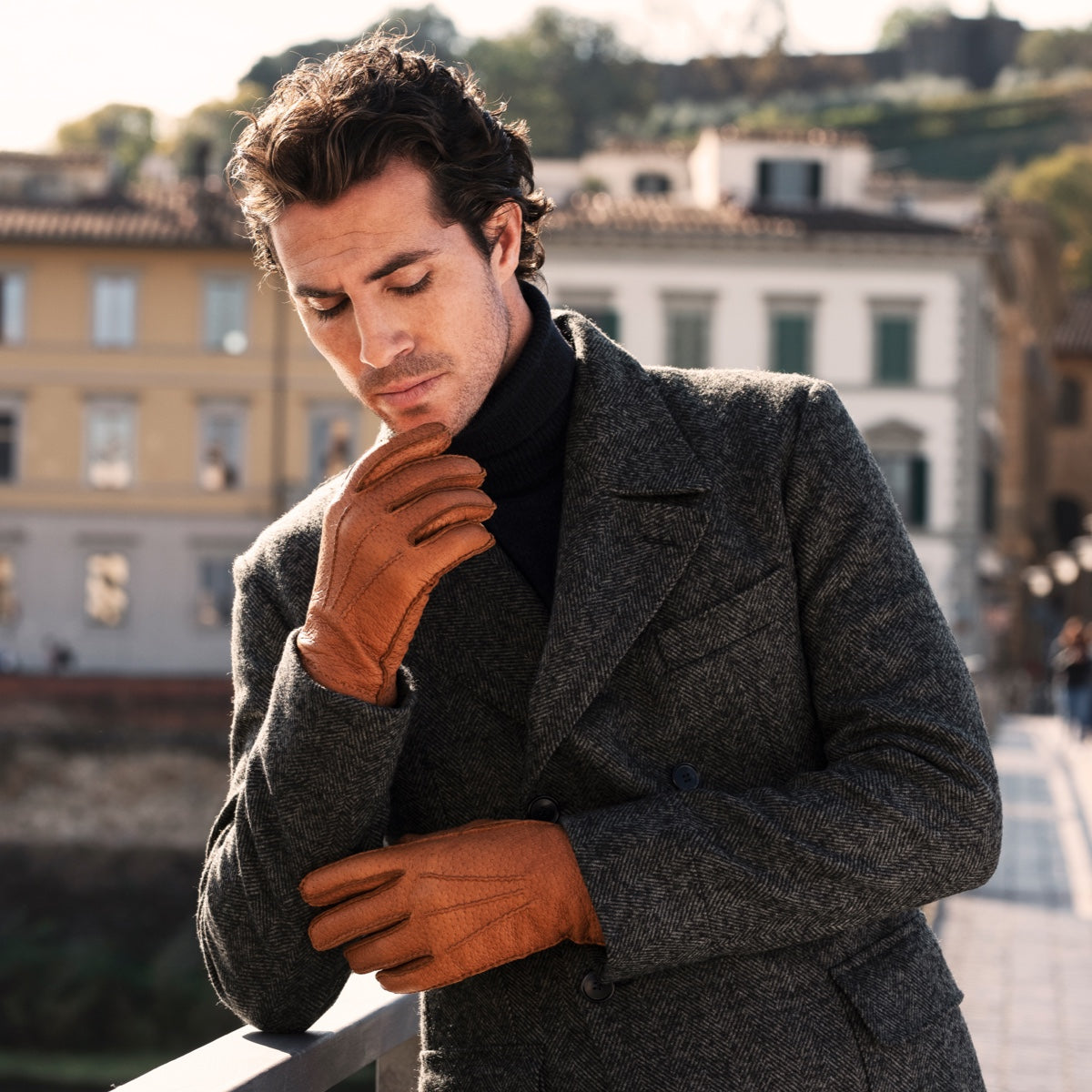 Antonio (brown) – Luxurious Italian peccary leather gloves with cashmere lining - Glamourous Grace