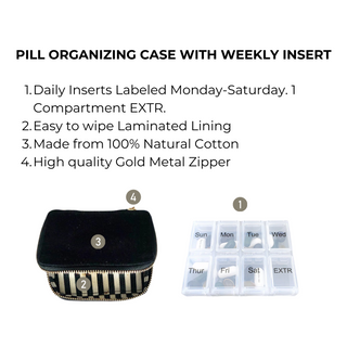 Weekly Pill Organizer Case – Small – Black - Glamourous Grace