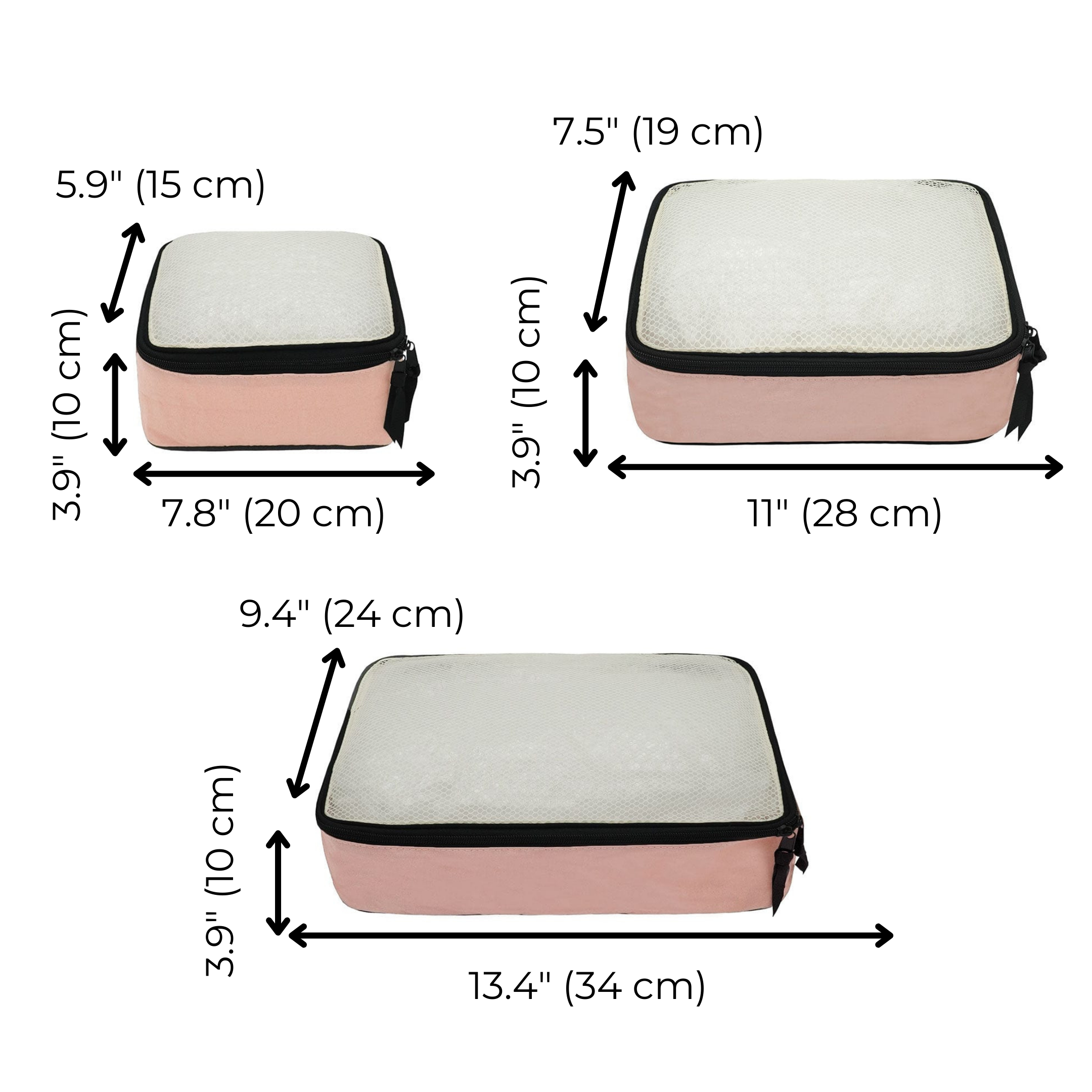 Personalized Packing Cubes, 3-pack – Pink/Blush - Glamourous Grace