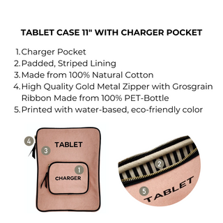 Tablet Case 11", Charger Pocket – Pink/Blush - Glamourous Grace
