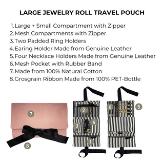 Large Jewelry Roll, Travel Pouch – Pink/Blush - Glamourous Grace