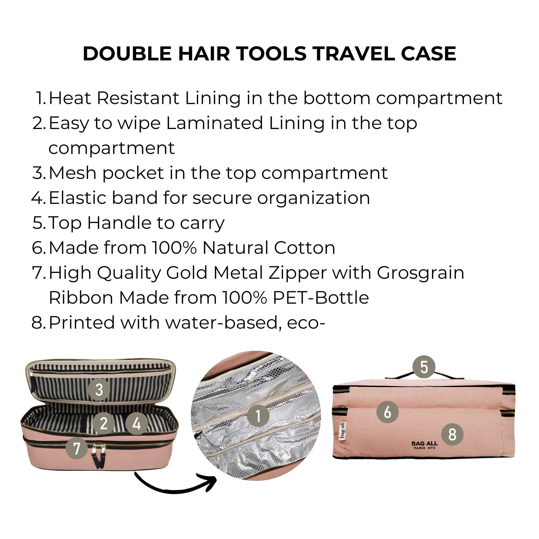 Double Hair Tools Travel Case – Pink/Blush - Glamourous Grace