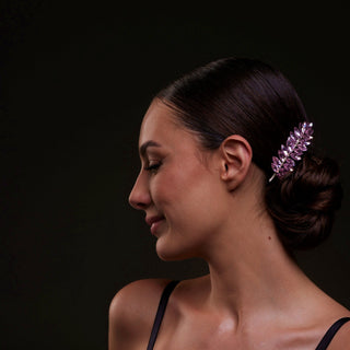 Elegant Pink Crystal Leaf Hair Comb Set - Glamourous Grace