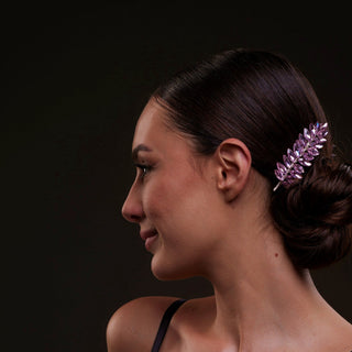 Elegant Pink Crystal Leaf Hair Comb Set - Glamourous Grace