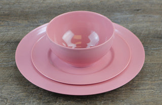 6pc Melamine Salad Plate Set, Pink