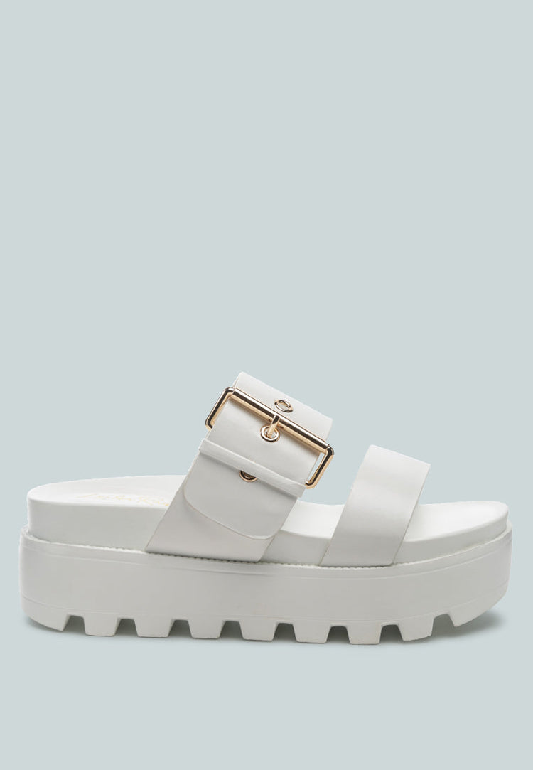 Gound Platform Lug Sole Metal Buckle Sandals - Glamourous Grace