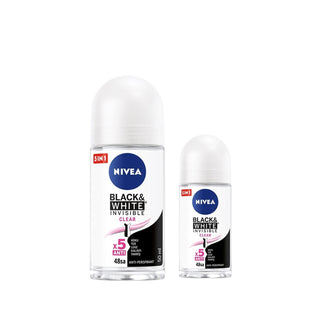 Nivea Women's Deodorant Set - Black & White Clear Roll-on Antiperspirant for Long-Lasting Protection - Glamourous Grace