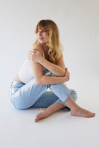 Rebel Wide Leg In Noa Wash w/ Silver Tuxedo Stripe - Glamourous Grace